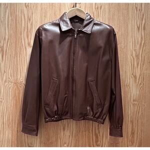 Vintage 1990s Golden Bear Darl Brown Leather Bomber Style Jacket Mens M USA Made